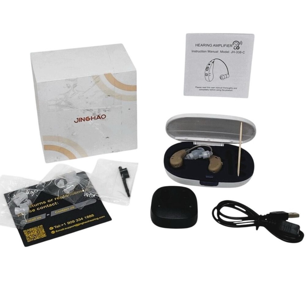 NWT ~ Microphone Headphones Amplifier Rechargeable USB Base Hearing Aids & Acc.